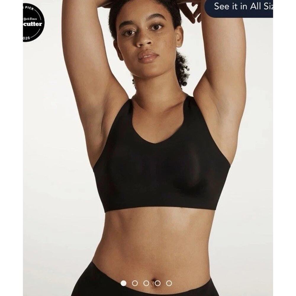 Evelyn & Bobbie The Defy Bra Bralette Womens L Black Seamless Wireless NEW $98